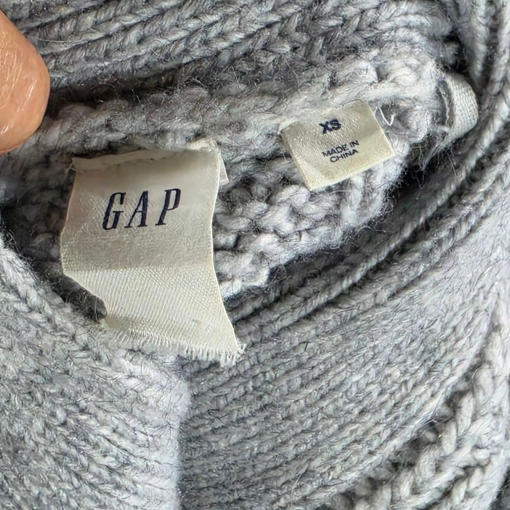 GAP Cardigan Womens XS Heather Grey Cable Knit Open Front Sweater S/352721-01 - Picture 3 of 16
